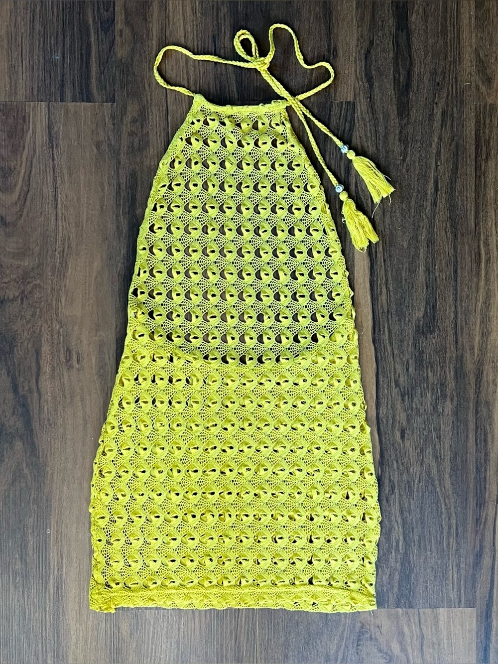 Crochet halter mini dress